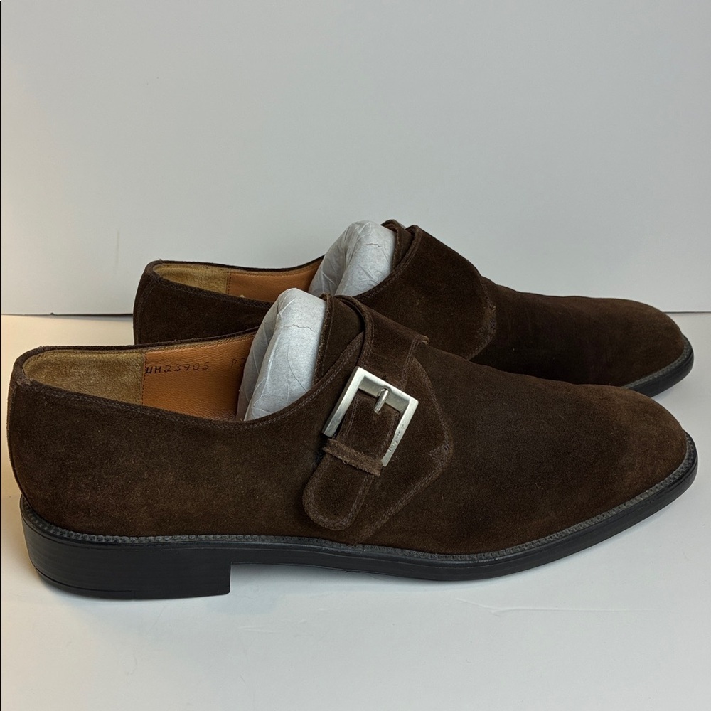Salvatore Ferragamo Loafers 9.5 EU43.5 Suede Leather Monk Straps Shoes Italy